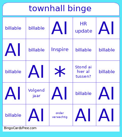 Townhall Binge Bingo Card