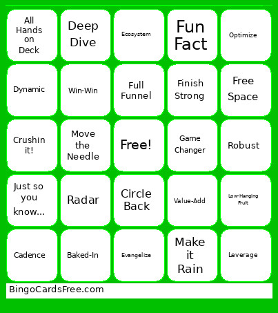 Townsquare Buzzword Bingo Card