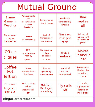 Toxic Workplace Bingo Card