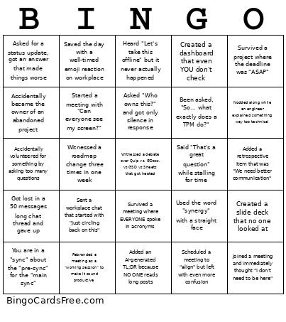 TPM Bingo Card