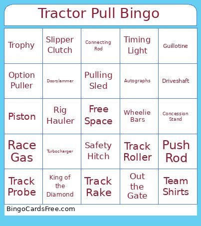 Tractor Pull Bingo