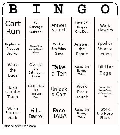 Trader Joe’s Bingo Card