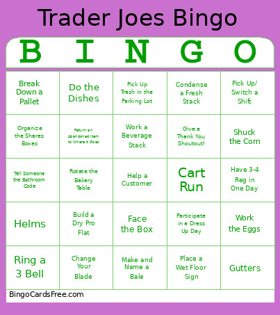 Trader Joes ! Bingo Card