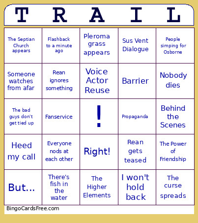 Trails Of Cold Steel IV Bingo Card