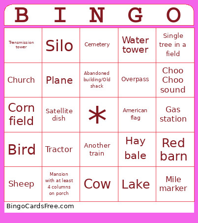 Train Bingo Card