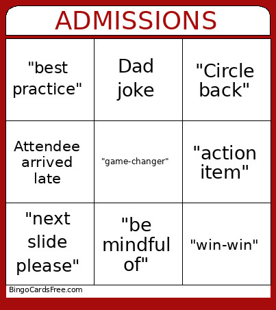 Training Week Bingo Card
