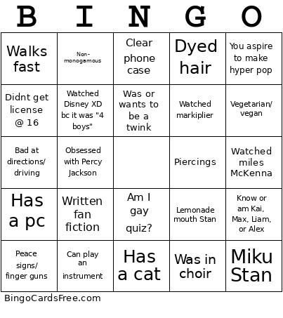 Trans Bingo Card