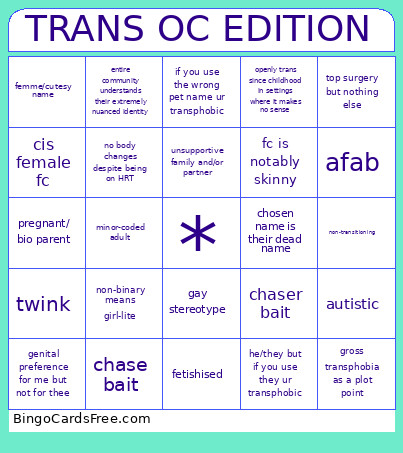 TRANS OC EDITION Bingo Card