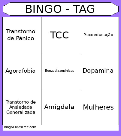 Transtorno De Ansiedade Bingo Card