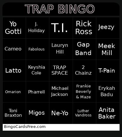 Trap Bingo Card