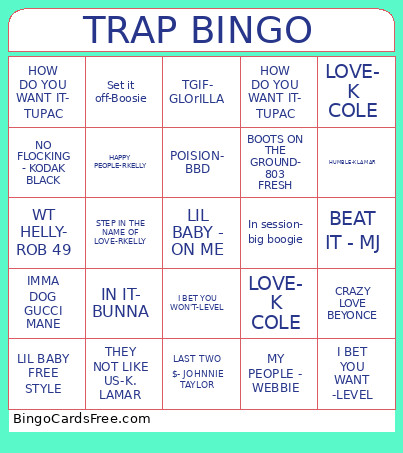 TRAP 3 Bingo Card