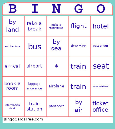 Travel Bingo Card