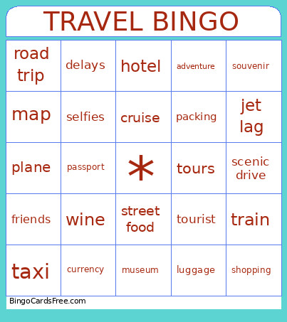 Travel With Friends Bingo Card