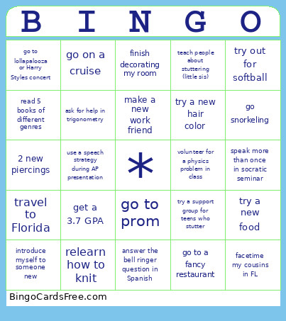 Treasure 2026 Bingo Card