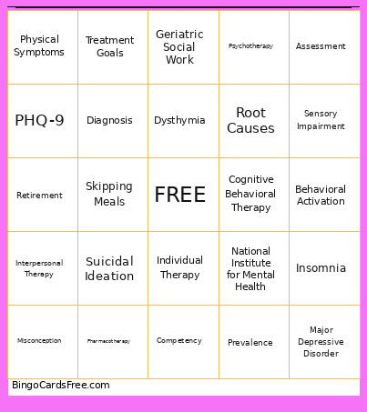 Treating Depression In Older Adults Bingo Card