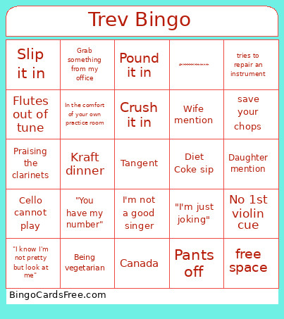 Trev Bingo Card