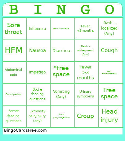 Triage Call Bingo Card 2