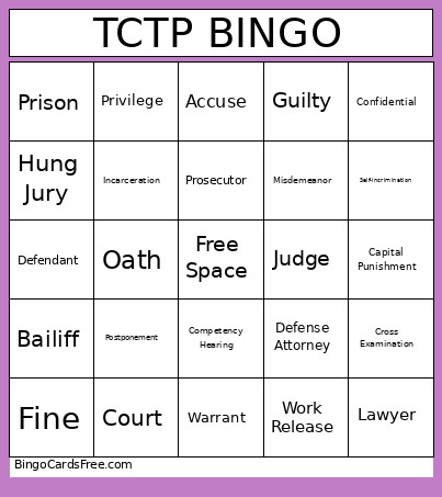 Trial Competency Bingo Card