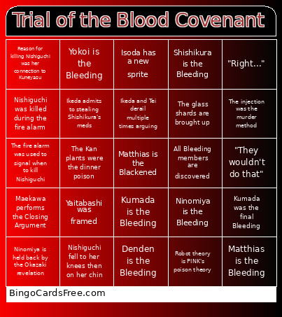 Trial Of The Blood Covenant Bingo Card