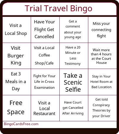 Trial Travel Bingo