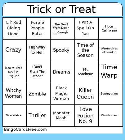 Trick Or Treat Bingo Card