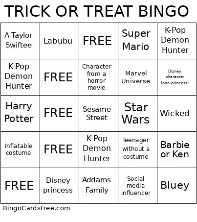 TRICK OR TREAT Bingo Card
