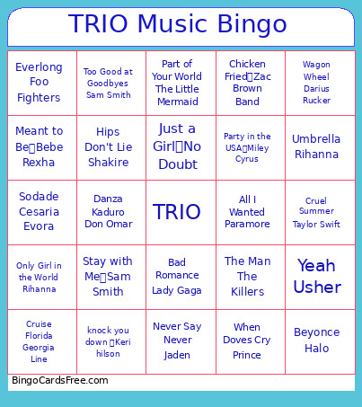 TRIO Music Bingo Card