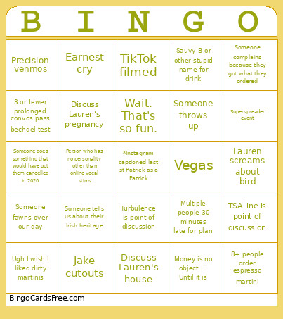 Trippp Bingo Card