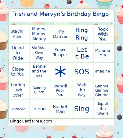Trish and Mervyn’s Birthday Bingo