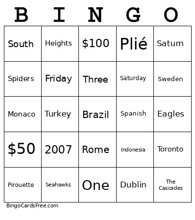Trivia 6/30 Bingo Card