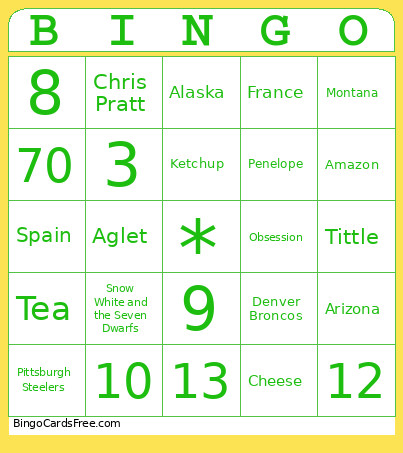 Trivia Bingo Card