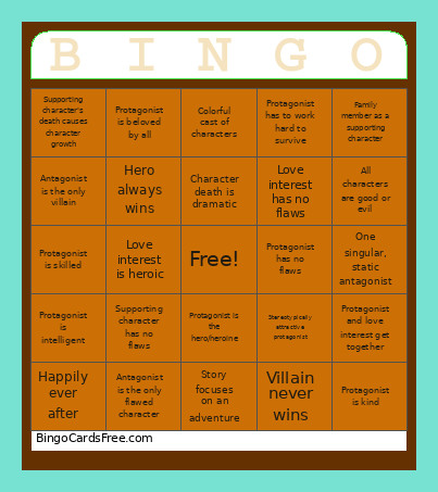 Tropes And Stereotypes In Plan Of A Novel Bingo Card