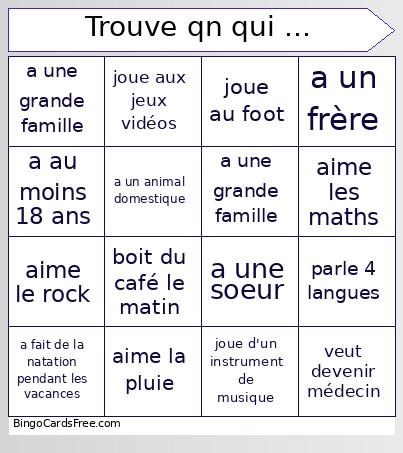 Trouve Qn Qui ... Bingo Card