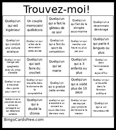 Trouvez-moi! Bingo