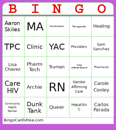 Truman Bingo Card