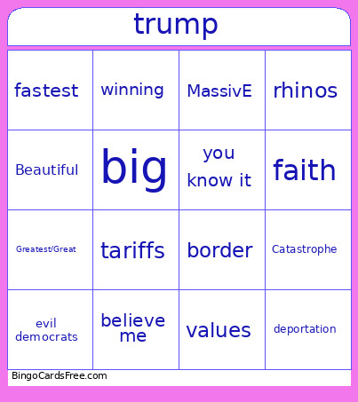 Trump Bingo Card