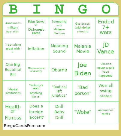 Trump Bingo Card