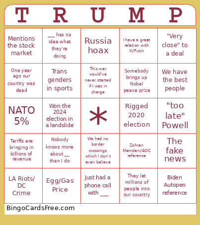 Trump Press Conference 2 Bingo Card