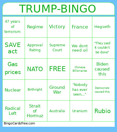 Trump Talk Tonight Bingo Card