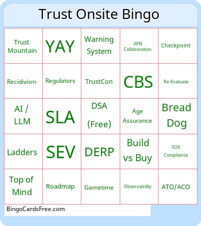 Trust Onsite Bingo Cards Free Pdf Printable Game, Title: Trust Onsite Bingo
