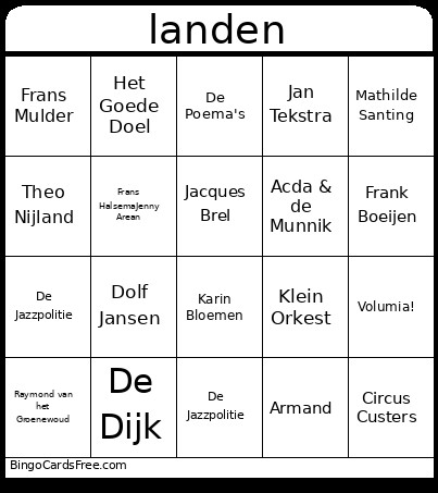 Try Out Landen Bingo Card