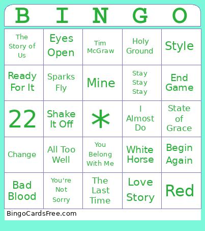 TS songs Bingo