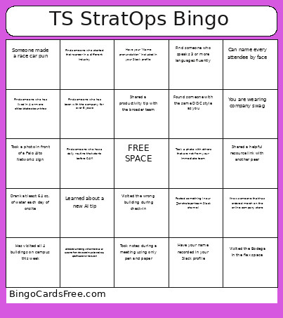 TS StratOps Bingo Card