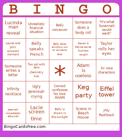 TSITP Bingo Card