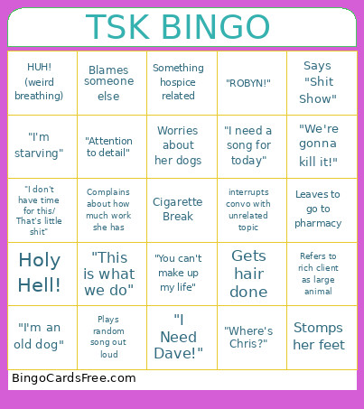 TSK Bingo Card
