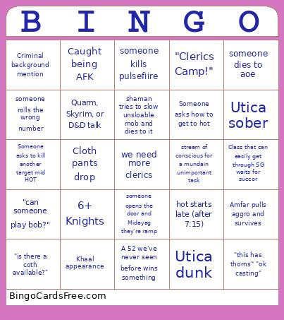 TSS HOT Bingo Card