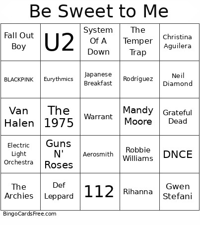 TTB Sweet Desserts Bingo Card