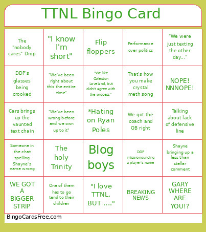 TTNL ! Bingo Card