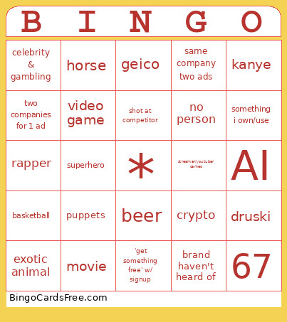 Tttttt Bingo Card
