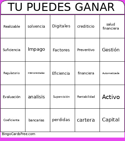 TU PUEDES GANAR Bingo Card